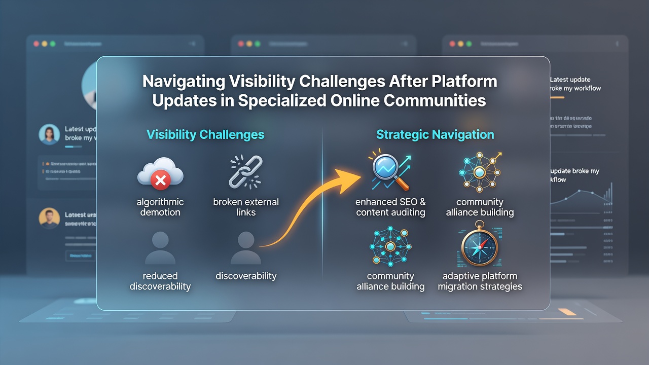 Community moderators reviewing analytics dashboards to identify visibility drops after recent platform changes